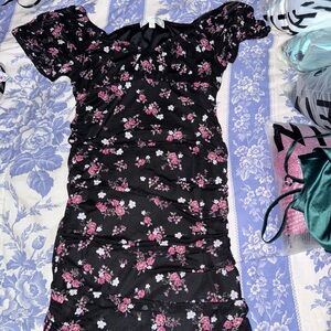 Floral Black Midi Dress